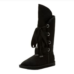 Australia Luxe Collective Bedouin X-Tall Suede Shearling Fur Lace Up Boots #704